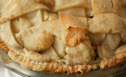 brown pie on stainless steel bowl